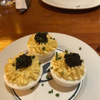 Lure Fishbar - Deviled eggs with caviar - Seafood Near Me - New York, New York Lure Fishbar - Deviled eggs with caviar - Seafood Near Me - New York, New York