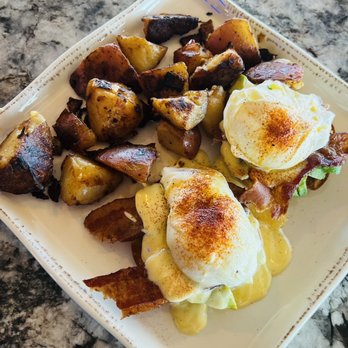 Monica’s Riverview - California Benedict with applewood bacon and avocado. Really good. I wanted the Crab Benedict but not for $44 - Breakfast & Brunch Near Me - Antioch, California