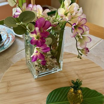 Conca D'oro - Pretty glass vase with purple florals...$29.00 - Pizza Near Me - Forked River, New Jersey