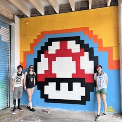 Mario Princess Peach Donkey Kong Mural - 1UP