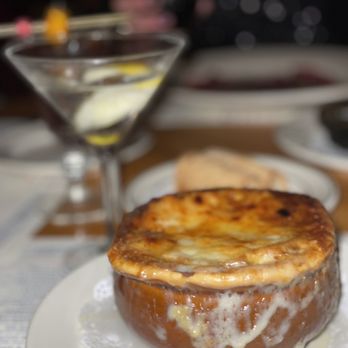 Pastis Miami - French onion soup and a delicious martini - French Near Me - Miami, Florida