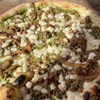 Oakfire - Pesto sausage pizza - Pizza Near Me - Lake Geneva, Wisconsin Oakfire - Pesto sausage pizza - Pizza Near Me - Lake Geneva, Wisconsin
