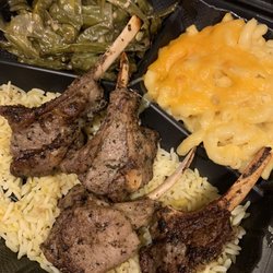 Celestial Cafe - Lamb Chops with Mac and cheese and green beans
