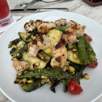 RH Rooftop Restaurant at RH Oklahoma City - Grilled shrimp and vegetables salad (added chicken) - Breakfast & Brunch Near Me - Oklahoma City, Oklahoma
