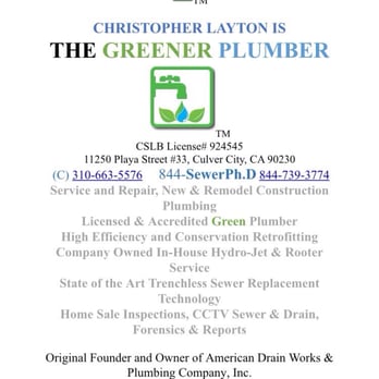 The Greener Plumber - Plumbing Near Me - Culver City, California The Greener Plumber - Plumbing Near Me - Culver City, California