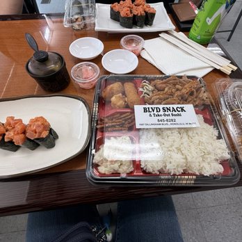 Blvd Snack & Take-out Sushi - Spicy nigiri and tempura chicken bento - Candy Stores Near Me - Honolulu, Hawaii Blvd Snack & Take-out Sushi - Spicy nigiri and tempura chicken bento - Candy Stores Near Me - Honolulu, Hawaii