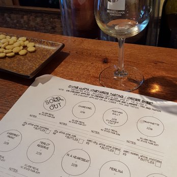Divine Llama Vineyard - The tasting line up $9 - Wineries Near Me - East Bend, North Carolina
