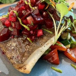 Fish of the day with salad and veggies