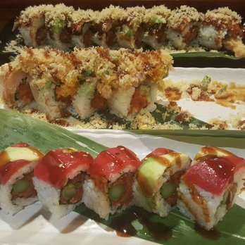 Hooked On Sushi - Bruce Lee on top, the Mexicans gone wild is my favorite, and we also tried the monkey nom nom - Japanese Near Me - Encinitas, California