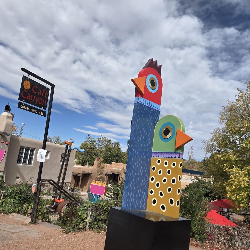 Cafe Canyon - Yard art! If you see this. You've made it. Walk down the stairs. - Coffee & Tea Near Me - Santa Fe, New Mexico Cafe Canyon - Yard art! If you see this. You've made it. Walk down the stairs. - Coffee & Tea Near Me - Santa Fe, New Mexico