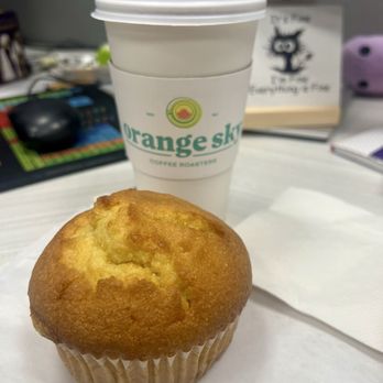 Orange Sky Coffee Roasters - Enjoying my Americano and Corn Muffin at work - Coffee Roasteries Near Me - West Orange, New Jersey Orange Sky Coffee Roasters - Enjoying my Americano and Corn Muffin at work - Coffee Roasteries Near Me - West Orange, New Jersey
