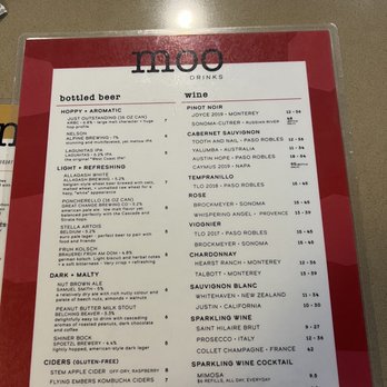 Moo Creamery - Alcohol menu - Burgers Near Me - Bakersfield, California