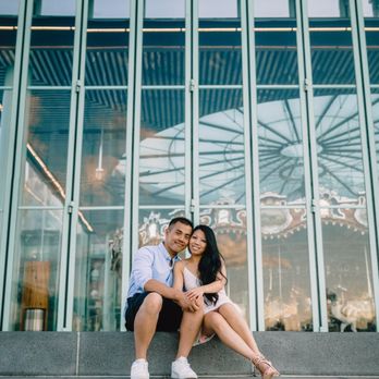 Jenny Fu Studio - One of our engagement photos, at Jane's Carousel - Photographers Near Me Jenny Fu Studio - One of our engagement photos, at Jane's Carousel - Photographers Near Me