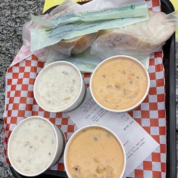 Pike Place Chowder - Pacific Place - Got the 4-Cup Chowder Sampler! Great way to try a few of the chowders but the original is the best - Seafood Near Me - Seattle, Washington Pike Place Chowder - Pacific Place - Got the 4-Cup Chowder Sampler! Great way to try a few of the chowders but the original is the best - Seafood Near Me - Seattle, Washington