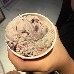 Big dip of cherry lime sorbet, salted o, and purple cow.