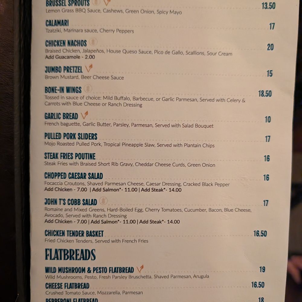 John T's Lounge - Menu - Lounges Near Me - Lake Buena Vista, Florida