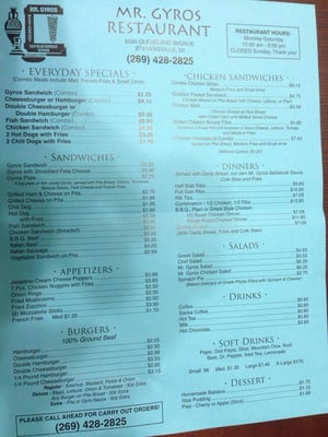 Menu photo 7 Mr Gyros Stevensville, MI