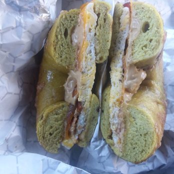 Einstein Bros. Bagels - Inside of French toast breakfast bagel - Bagels Near Me - Brookfield, Wisconsin