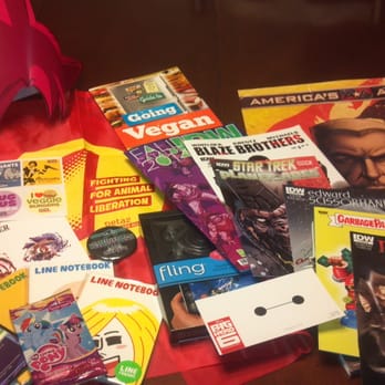 Los Angeles Comic Con - Some free swag we picked up from publishers, CCG creators, and even PETA. o_O - Festivals Near Me - Los Angeles, California