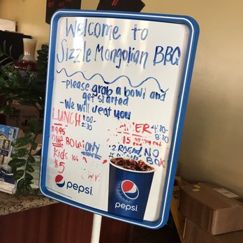 Sizzle Mongolian BBQ - This is the sign. You can't even read it. He did not acknowledge that it was unreadable after I told him. - Mongolian Near Me - Rocklin, California Sizzle Mongolian BBQ - This is the sign. You can't even read it. He did not acknowledge that it was unreadable after I told him. - Mongolian Near Me - Rocklin, California