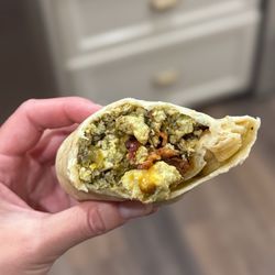 The Drip Coffee House - Breakfast Burrito (egg, hatch green chile, cheese, bacon)