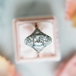Andria Barboné Jewelry - A two tone Edwardian diamond ring with filigree and lots of detail!