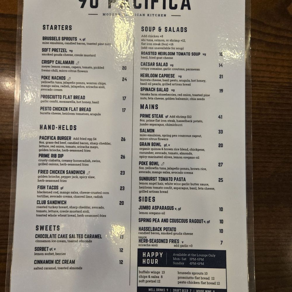 90 Pacifica - Menu (as of 8/9/26) - New American Near Me - Irvine, California 90 Pacifica - Menu (as of 8/9/26) - New American Near Me - Irvine, California
