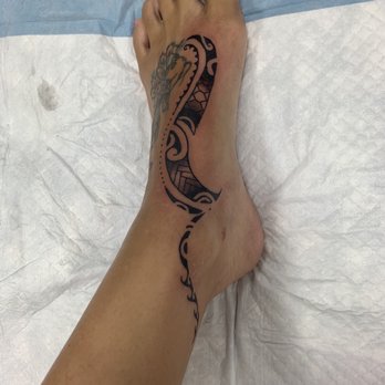 Paradise Tattoo - Polynesian tribal foot piece - Tattoo Near Me - Kihei, Hawaii