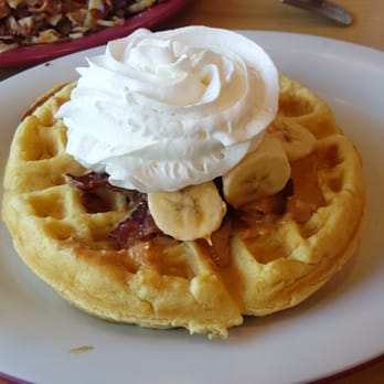 Mrs. T's Chinese Kitchen - Elvis waffle bacon, peanut butter and bananas on a waffle. Very rich but sooooo good! - Bakeries Near Me - Avalon, California Mrs. T's Chinese Kitchen - Elvis waffle bacon, peanut butter and bananas on a waffle. Very rich but sooooo good! - Bakeries Near Me - Avalon, California