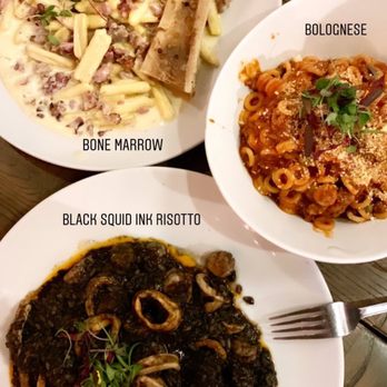 Barbusa - Bone marrow, black squid ink risotto, Bolognese Al Forno - Italian Near Me - San Diego, California Barbusa - Bone marrow, black squid ink risotto, Bolognese Al Forno - Italian Near Me - San Diego, California