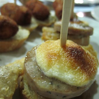 Maitea - potato croques and white sausage patties topped off with burnt cheese.  disappointing - Spanish Near Me - Barcelona, B