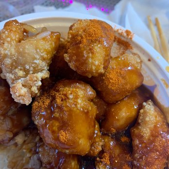Quickly - Ann Arbor - Popcorn Chicken RiceBowl with teriyaki sauce and chili powder - Bubble Tea Near Me - Ann Arbor, Michigan
