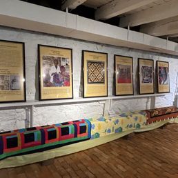 African American Quilt exhibit in cellar