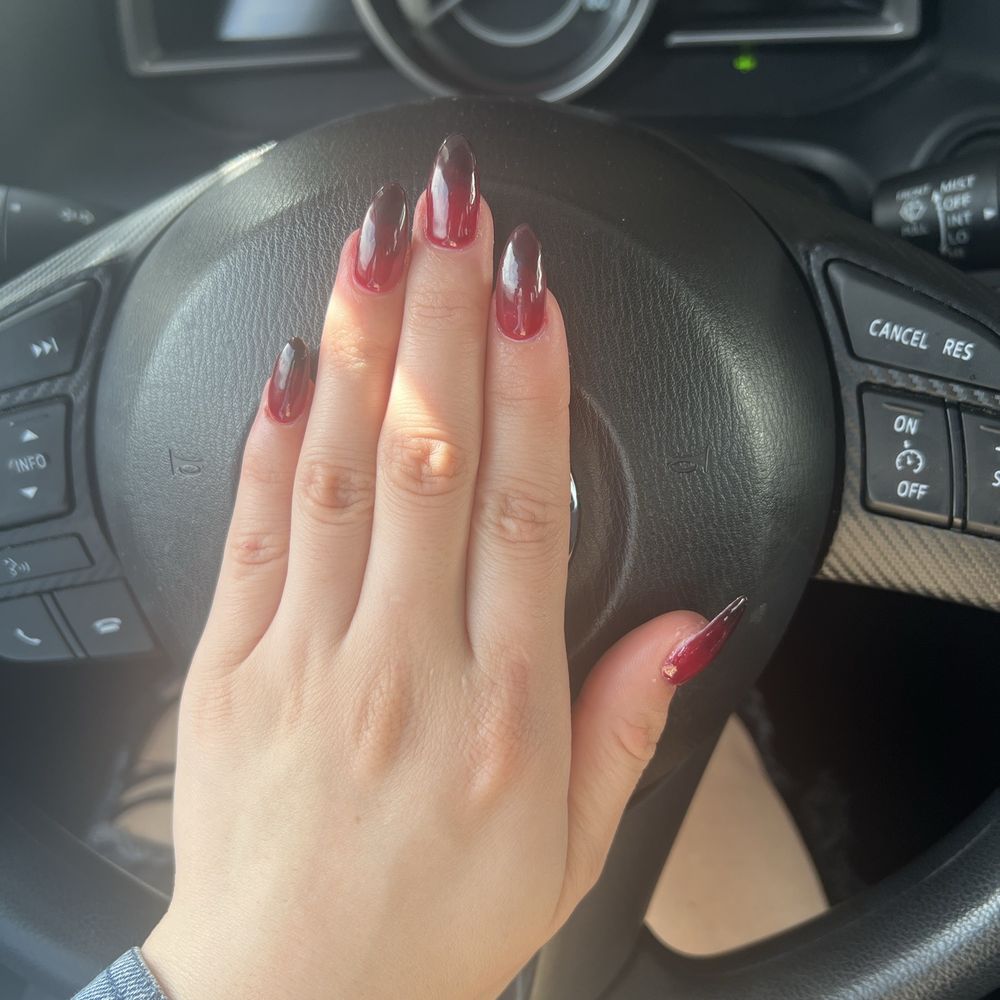 Cinderela Nails and Lashes - ombré red & black nails - Eyelash Service Near Me - Garden Grove, California