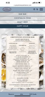 Menu photo 1 Greystone Oyster Bar West Chester, PA
