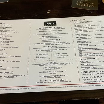 The Capital Burger - Food Menu (May 2023) - Zoom in for details and prices - not bad for a hotel lobby restaurant - great burgers, parm truffle fries, wings! - Burgers Near Me - Reston, Virginia The Capital Burger - Food Menu (May 2023) - Zoom in for details and prices - not bad for a hotel lobby restaurant - great burgers, parm truffle fries, wings! - Burgers Near Me - Reston, Virginia