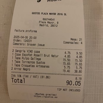 Gustos Madrid - Dinner for 3 - 5/5! - Arroceria / Paella Near Me - Madrid, M Gustos Madrid - Dinner for 3 - 5/5! - Arroceria / Paella Near Me - Madrid, M
