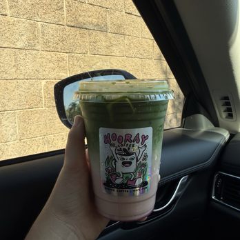 Hooray Coffee - Strawberry matcha with oat milk - Coffee & Tea Near Me - Redlands, California