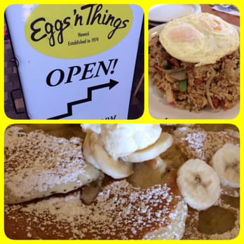 Eggs 'n Things - Hawaiian style fried rice with eggs! So good & large enough to share. Banana pancakes with coconut syrup: ridiculously good. - Breakfast & Brunch Near Me - Honolulu, Hawaii