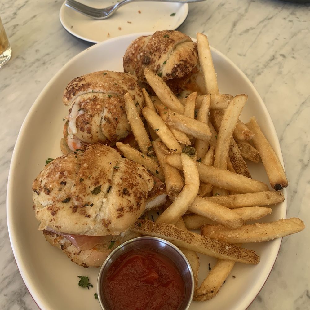 North Italia - Chicken Pesto Garlic Knot Sliders - Italian Near Me - Gilbert, Arizona North Italia - Chicken Pesto Garlic Knot Sliders - Italian Near Me - Gilbert, Arizona