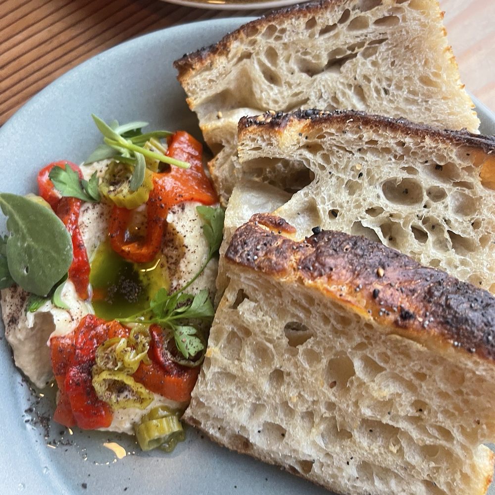 Focaccia bread with a white bean dip Focaccia bread with a white bean dip