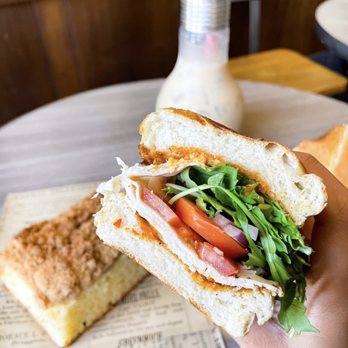 Lightbulb Coffee - Chicken Muenster panini, coffee cake, and Turkish hazelnut coffee :') all so delicious!! - Breakfast & Brunch Near Me - La Mesa, California