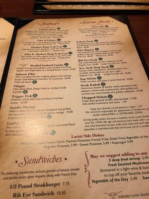 Menu photo 1 Lariat Steakhouse & Grill Peoria, IL Menu photo 1 Lariat Steakhouse & Grill Peoria, IL
