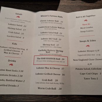 Mason’s Famous Lobster Rolls - Menu (as of July 2026) - Seafood Near Me - Ridgewood, New Jersey