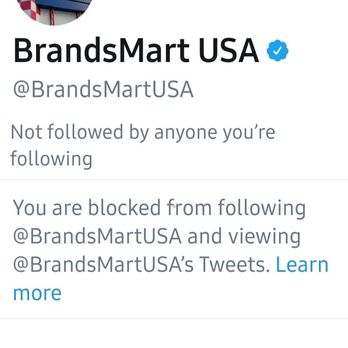 BrandsMart USA - A single tweet to Brandsmart USA about defective merchandise and they block me from their Twitter page. Now that's really childish... - Electronics Near Me - Sunrise, Florida BrandsMart USA - A single tweet to Brandsmart USA about defective merchandise and they block me from their Twitter page. Now that's really childish... - Electronics Near Me - Sunrise, Florida