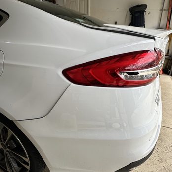Classic Collision - Before - the whole rear panel was smashed and as you can see my trunk was bent - Body Shops Near Me - Cornelius, North Carolina