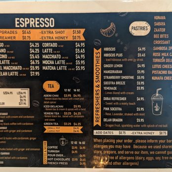 Delah Coffee - Menu 6/10/2023 - Desserts Near Me - Oakland, California Delah Coffee - Menu 6/10/2023 - Desserts Near Me - Oakland, California