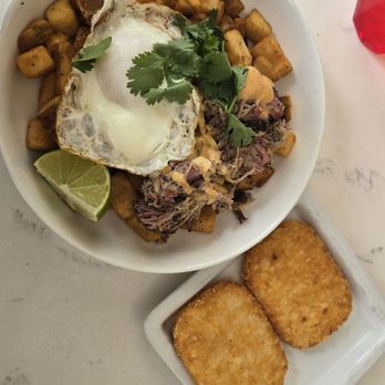 The Standard - Pulled Pork Hash with Potato Cakes - Bars Near Me - Covington, Kentucky
