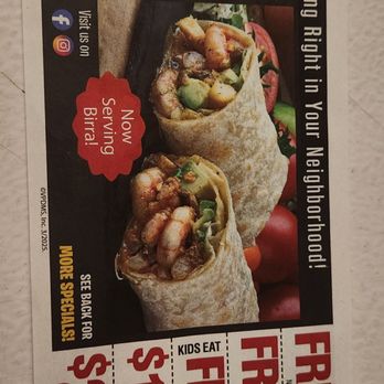 Senor Taco - Coupon and receipt. Almost $30 without drinks for 2 poor quality burritos - Flyer for Señor Taco displays a large image of burritos filled with shrimp, vegetables, and other ingredients. It includes the restaurant's name, contact information, and social media icons. Promotional offers such as free kids' meals, combo deals, and special discounts are highlighted, with emphasis on the restaurant's location in Phoenix, AZ. The flyer uses bold text and bright colors to attract attention and promote the taqueria's menu and deals. - Breakfast & Brunch Near Me - Phoenix, Arizona
