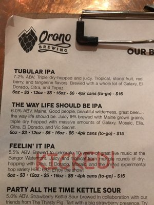 Menu photo 2 Orono Brewing Company Bangor, ME Menu photo 2 Orono Brewing Company Bangor, ME